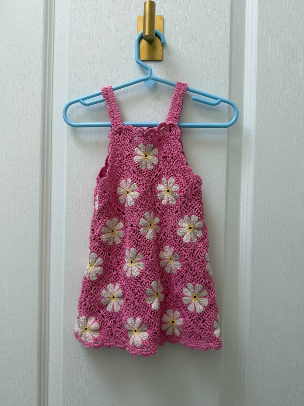 Zara Pink Daisy Crochet Tank Dress for Girls